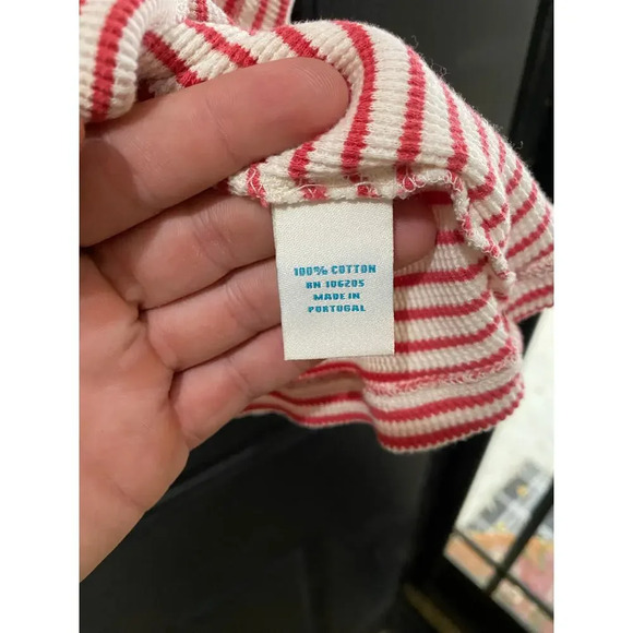 Sundance red & White Elemental Joy ribbed Striped Thermal Crew Neck shirt M - Picture 3 of 6